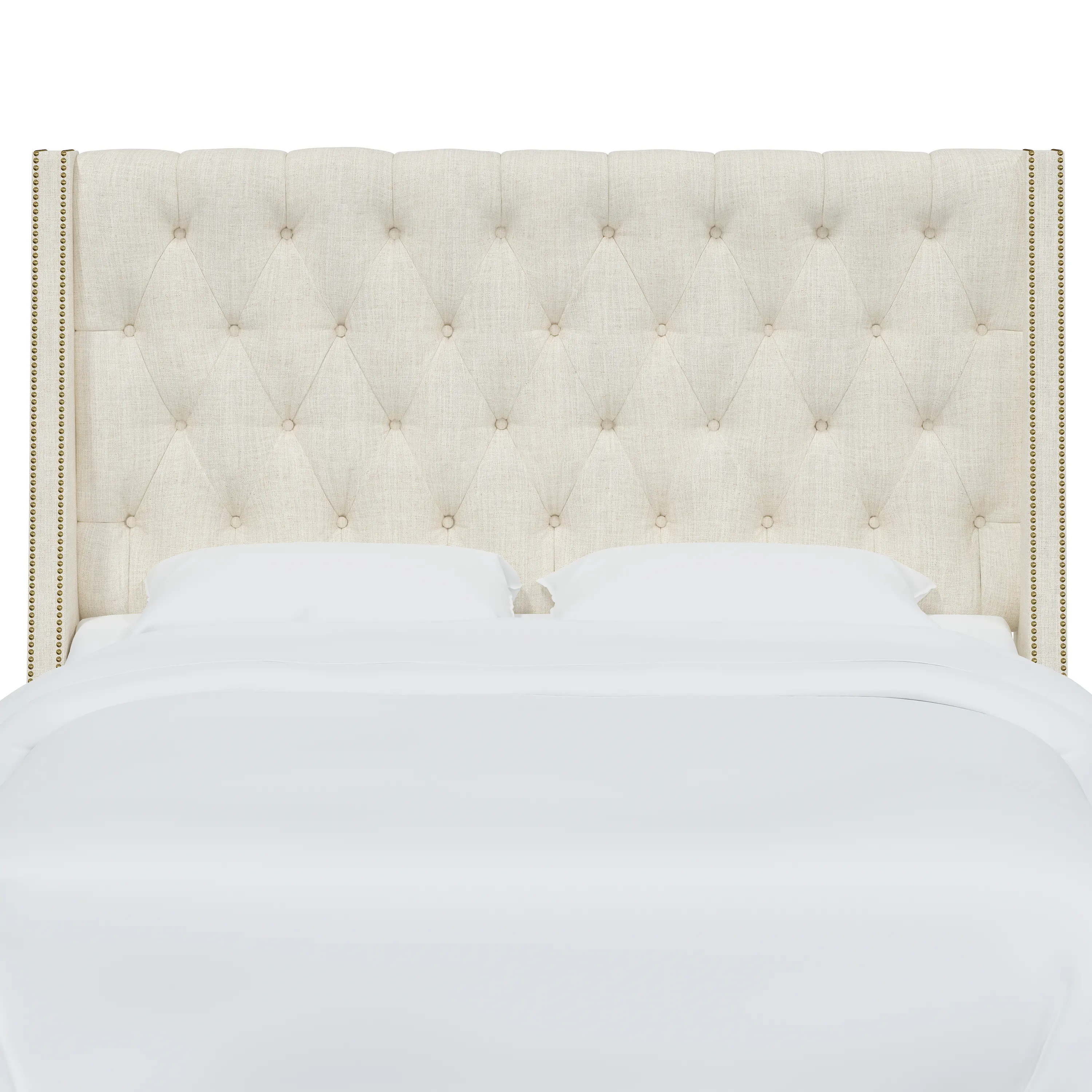 124NB-BRLNNTLC Riley Cream Tufted Wingback California King Headboard - Skyline Furniture-2