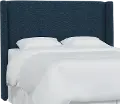 432QZMNV Tiffany Navy Curved Wingback Queen Headboard - Skyline Furniture