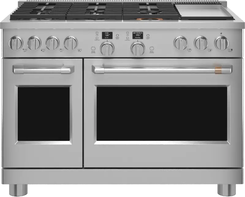 Cafe 8.25 cu ft Double Oven Dual Fuel Range - Stainless Steel 48 Inch