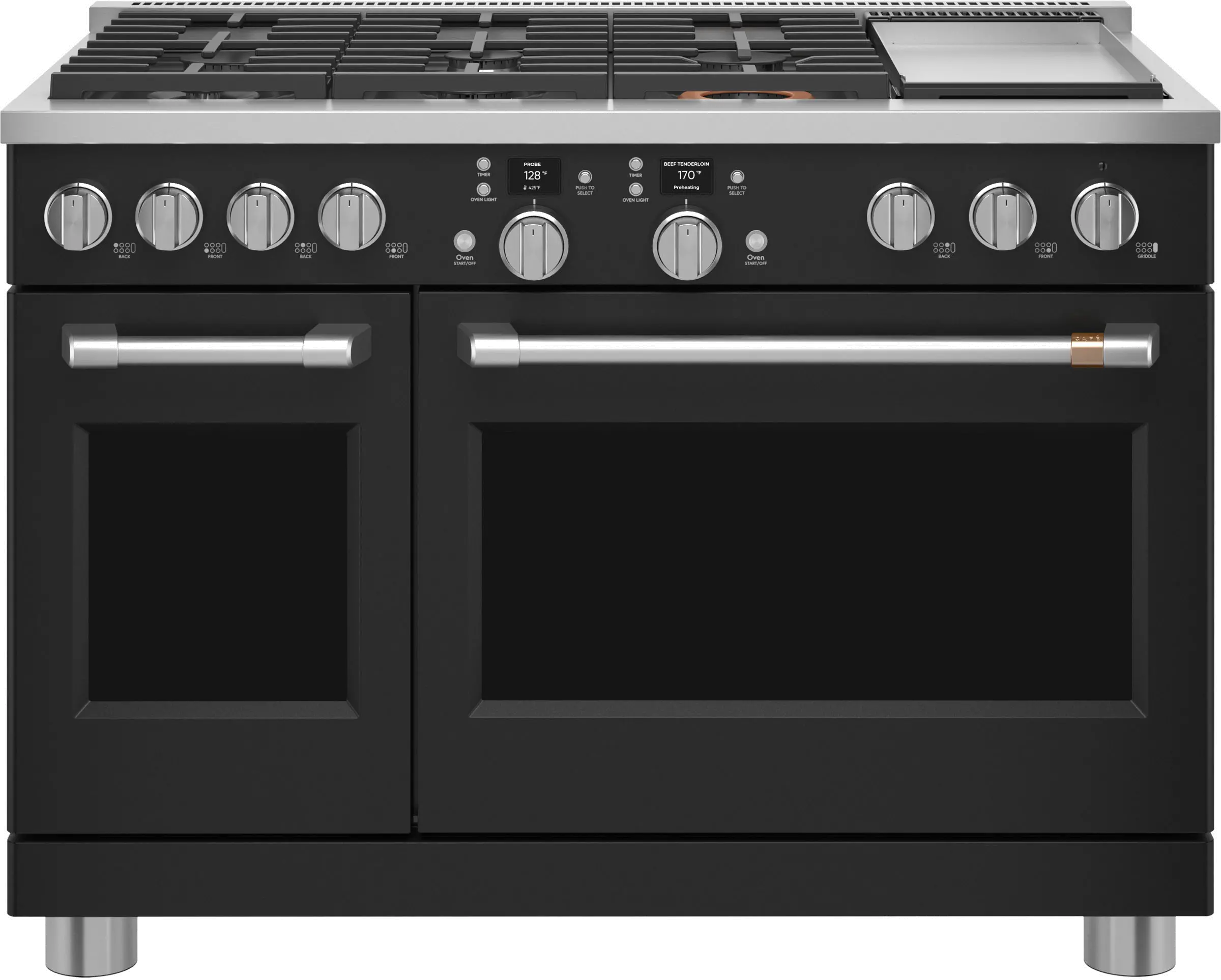 C2Y486P3TD1 Cafe 8.25 cu ft Double Oven Dual Fuel Range - Matte Black 48 Inch-1