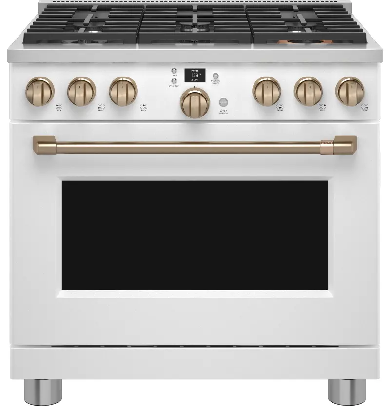 GE Cafe 5.75 cu ft Dual Fuel Range - Matte White 36 Inch