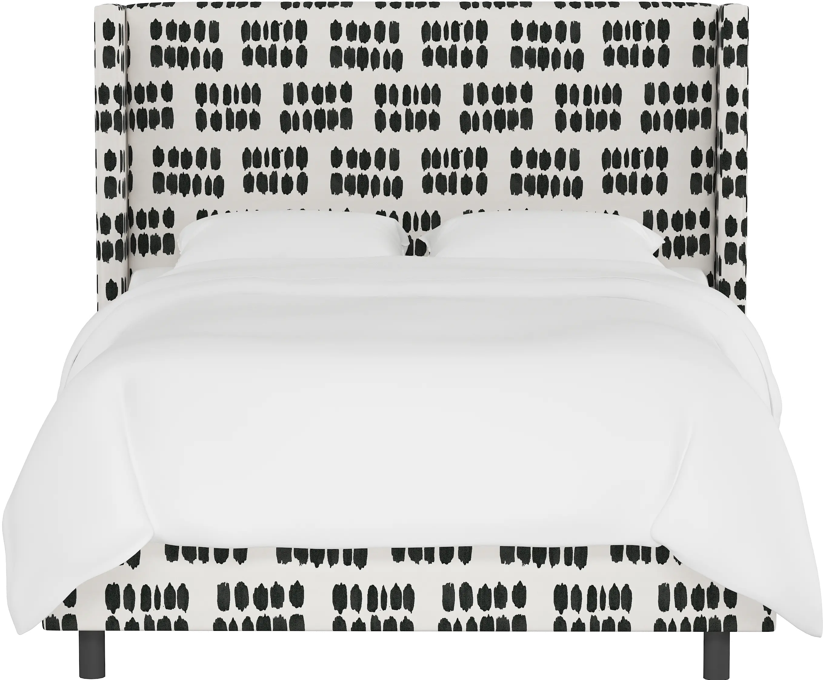 504BEDIKDCR Penelope Black Dot Straight Wingback California King Bed - Skyline Furniture-3