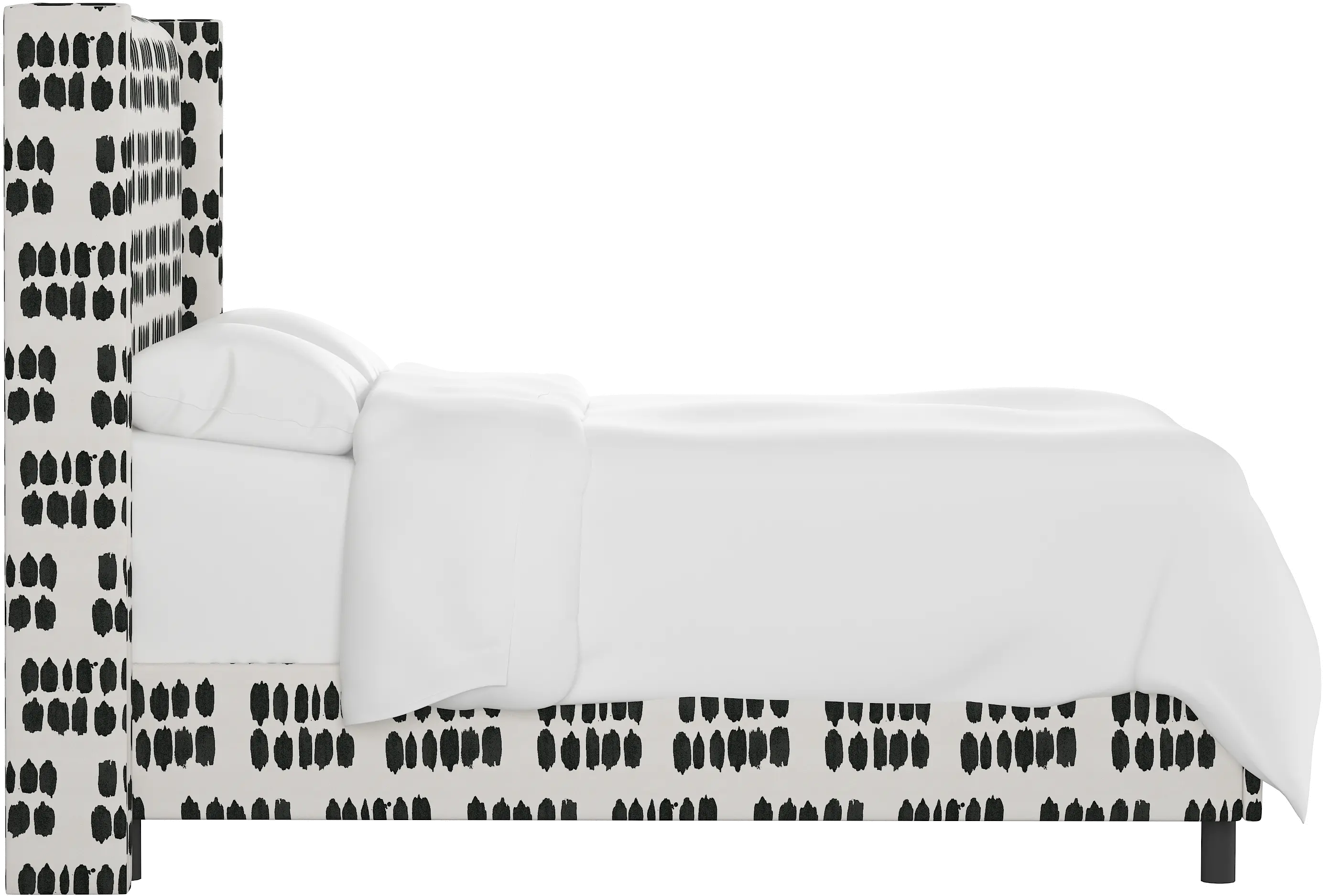 504BEDIKDCR Penelope Black Dot Straight Wingback California King Bed - Skyline Furniture-4