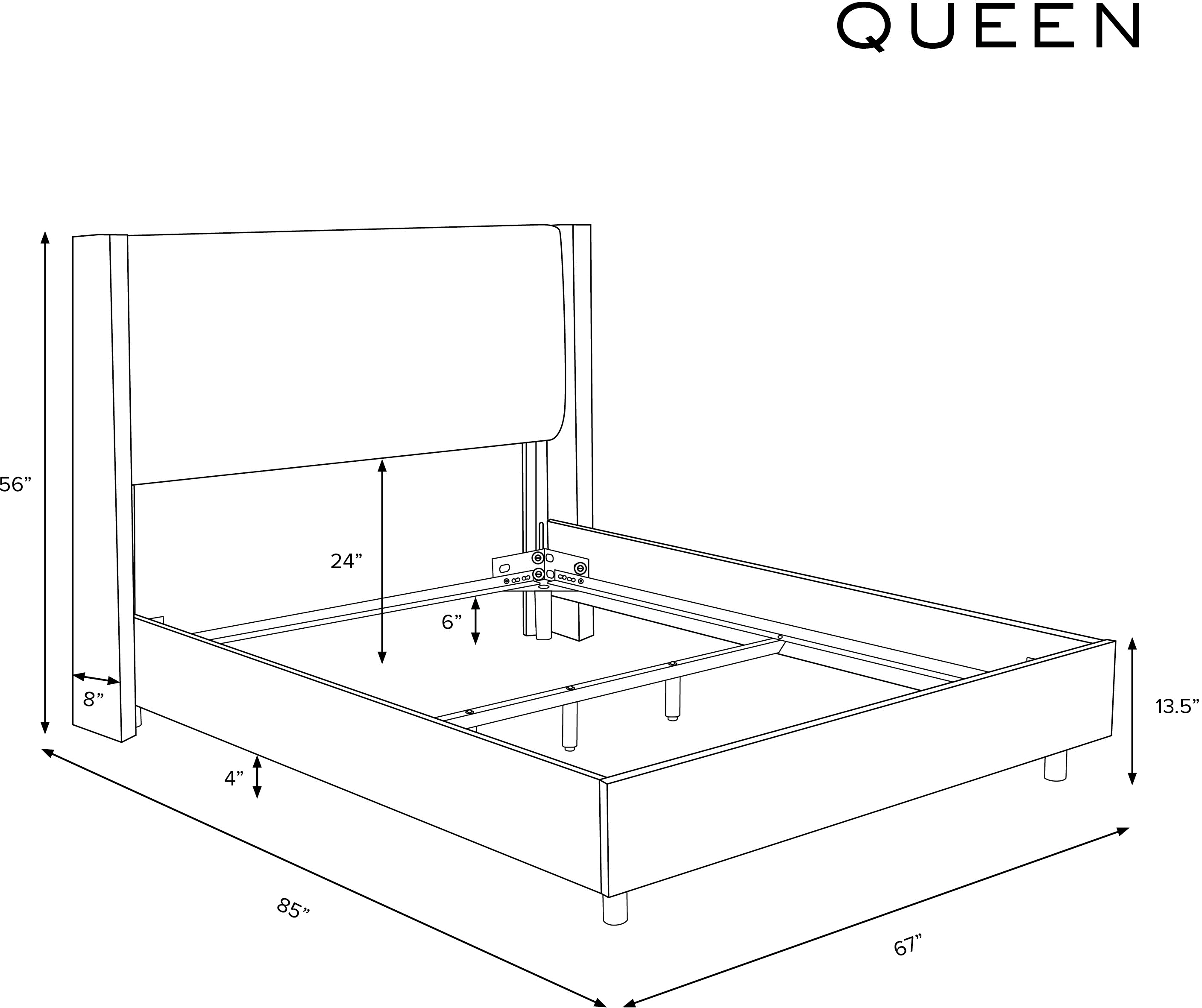 502BEDIKDCR Penelope Black Dot Straight Wingback Queen Bed - Skyline Furniture-6