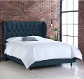 412BEDLNNNV Izzy Navy Sloped Wingback Queen Bed - Skyline Furniture