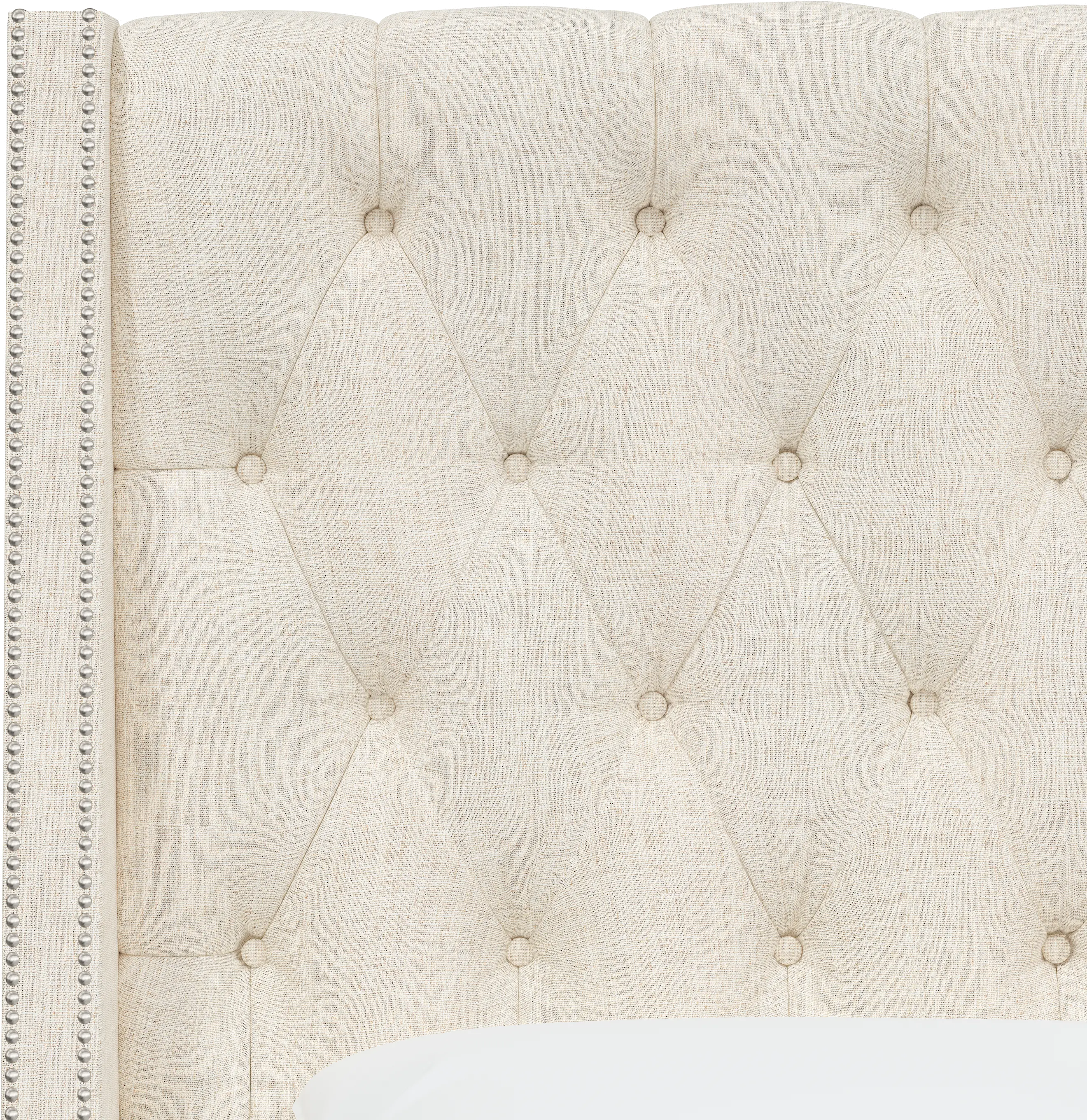 124NBBED-PWLNNTLC Riley Cream Flared Wingback California King Bed - Skyline Furniture-6