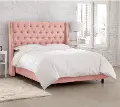 123NBBED-PWLNNPTL Riley Pink Flared Wingback King Bed - Skyline Furniture