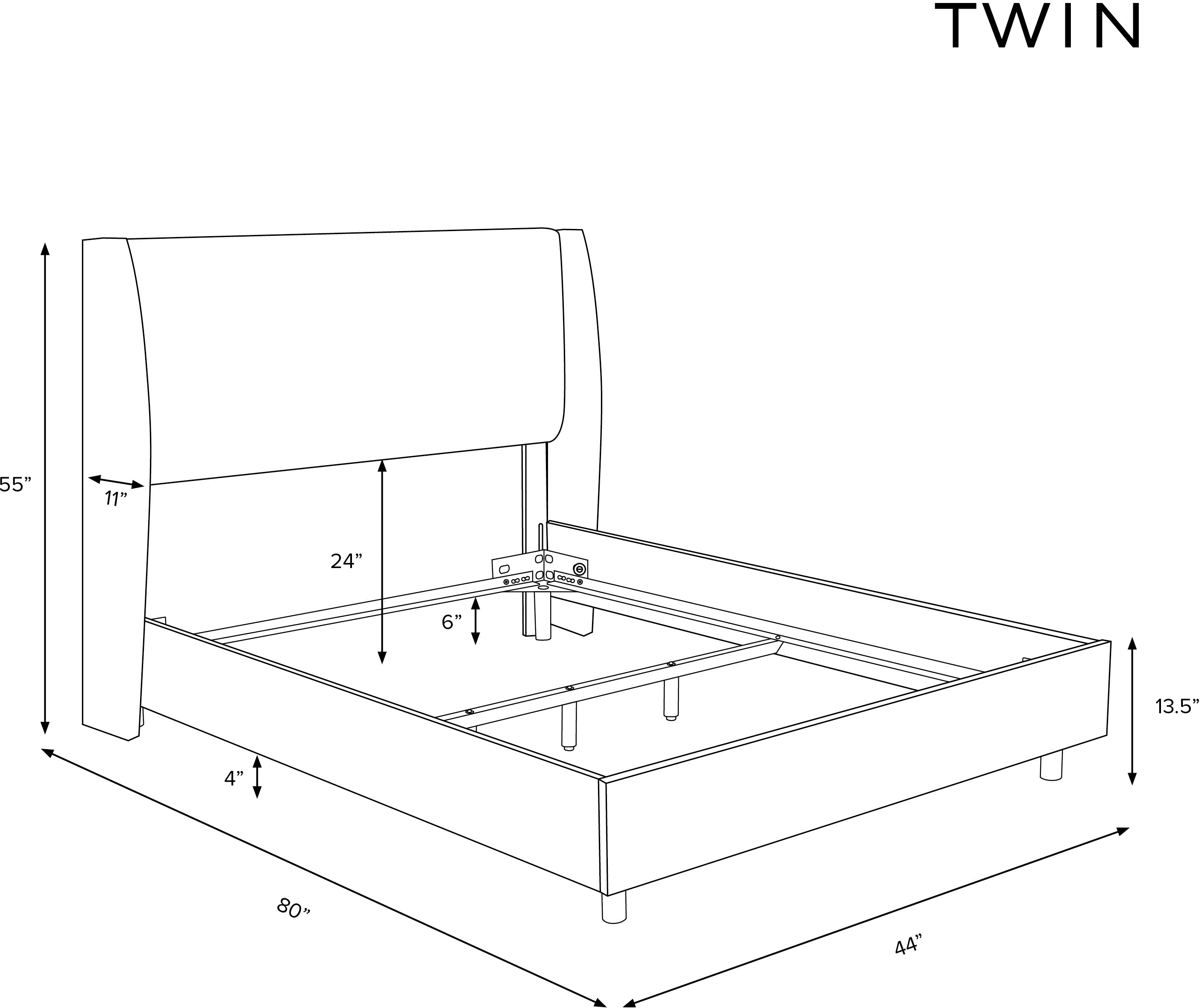 430BEDZMPMC Sasha Gray Curved Wingback Twin Bed - Skyline Furniture-7