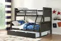 Gray Twin over Full Bunk Bed with Trundle - Barn Door