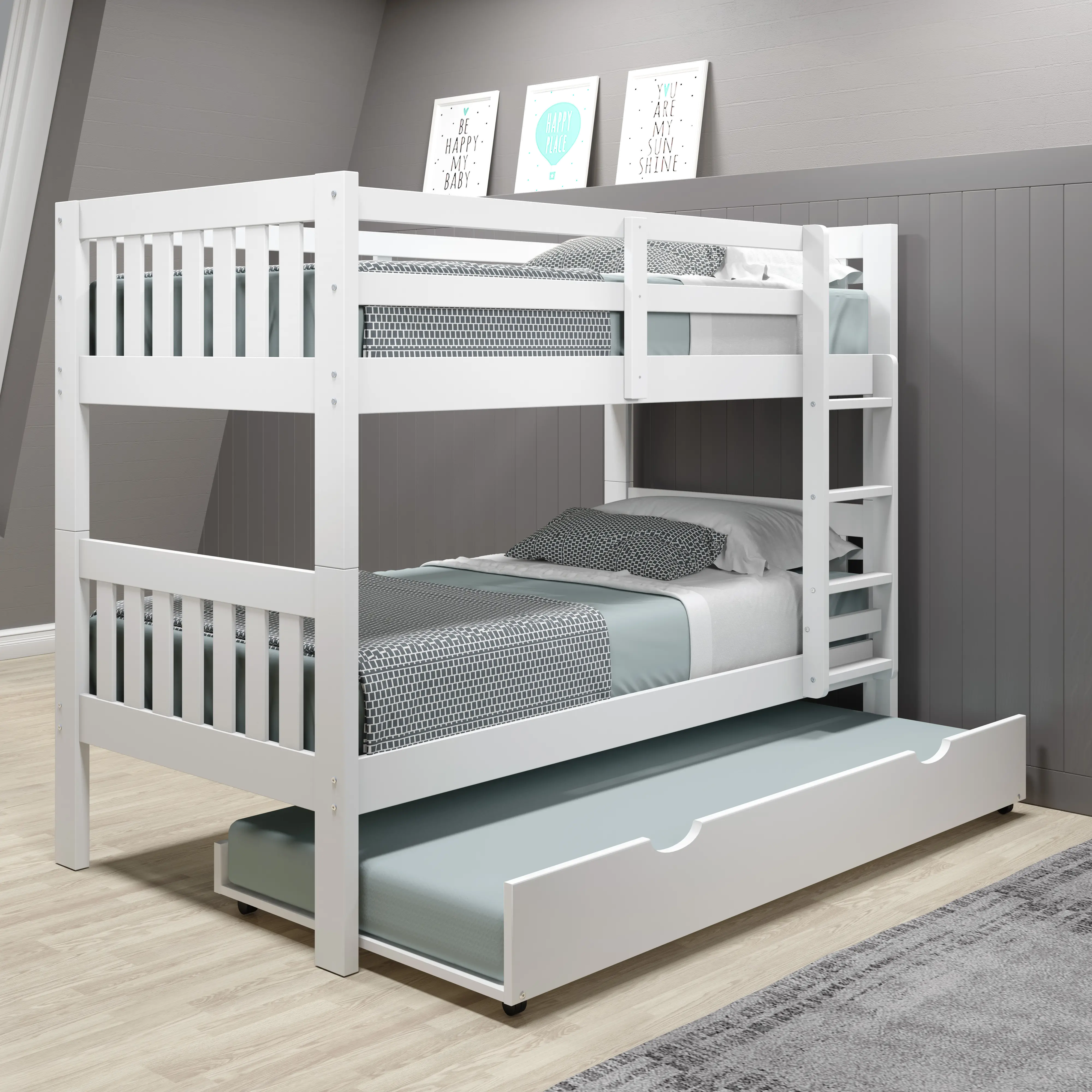 Classic White Twin over Twin Bunk Bed - Mission-4