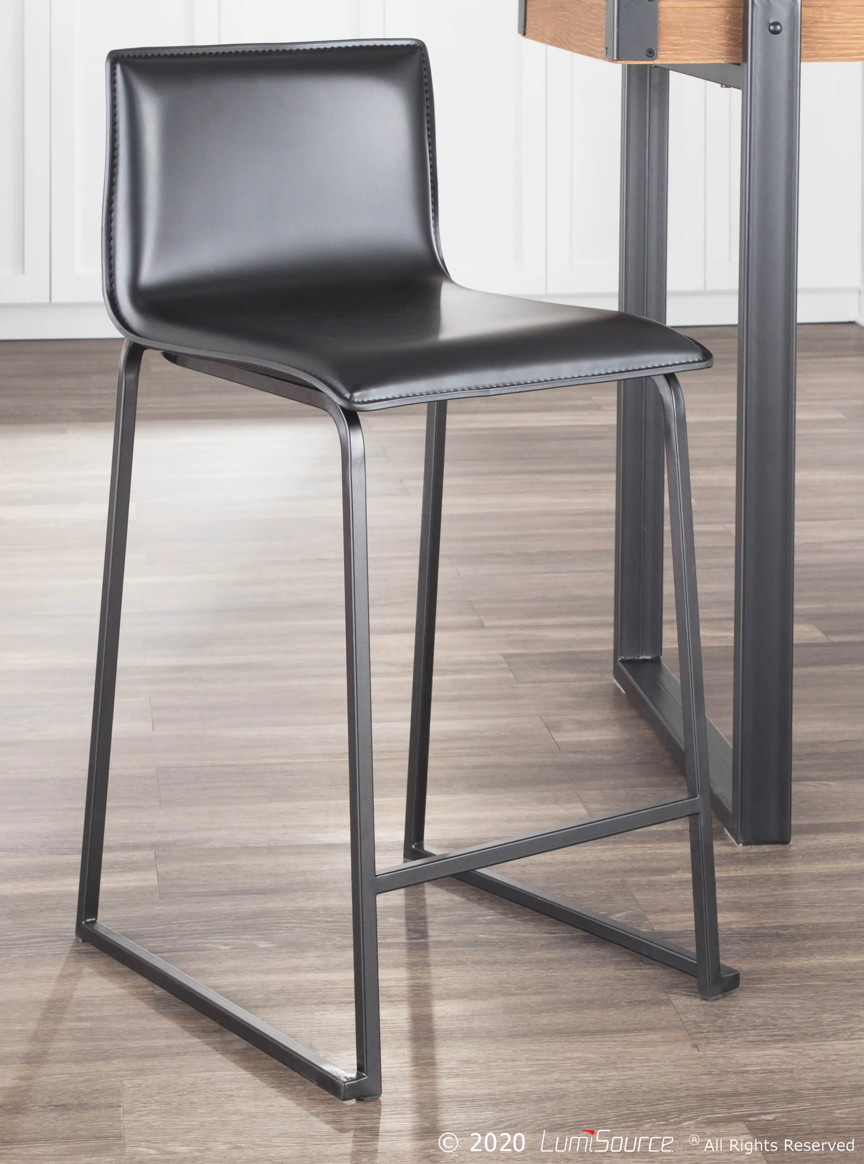 B26-MARAUP BKBK2 Black Upholstered Counter Height Stool (Set of 2) - Mara-8