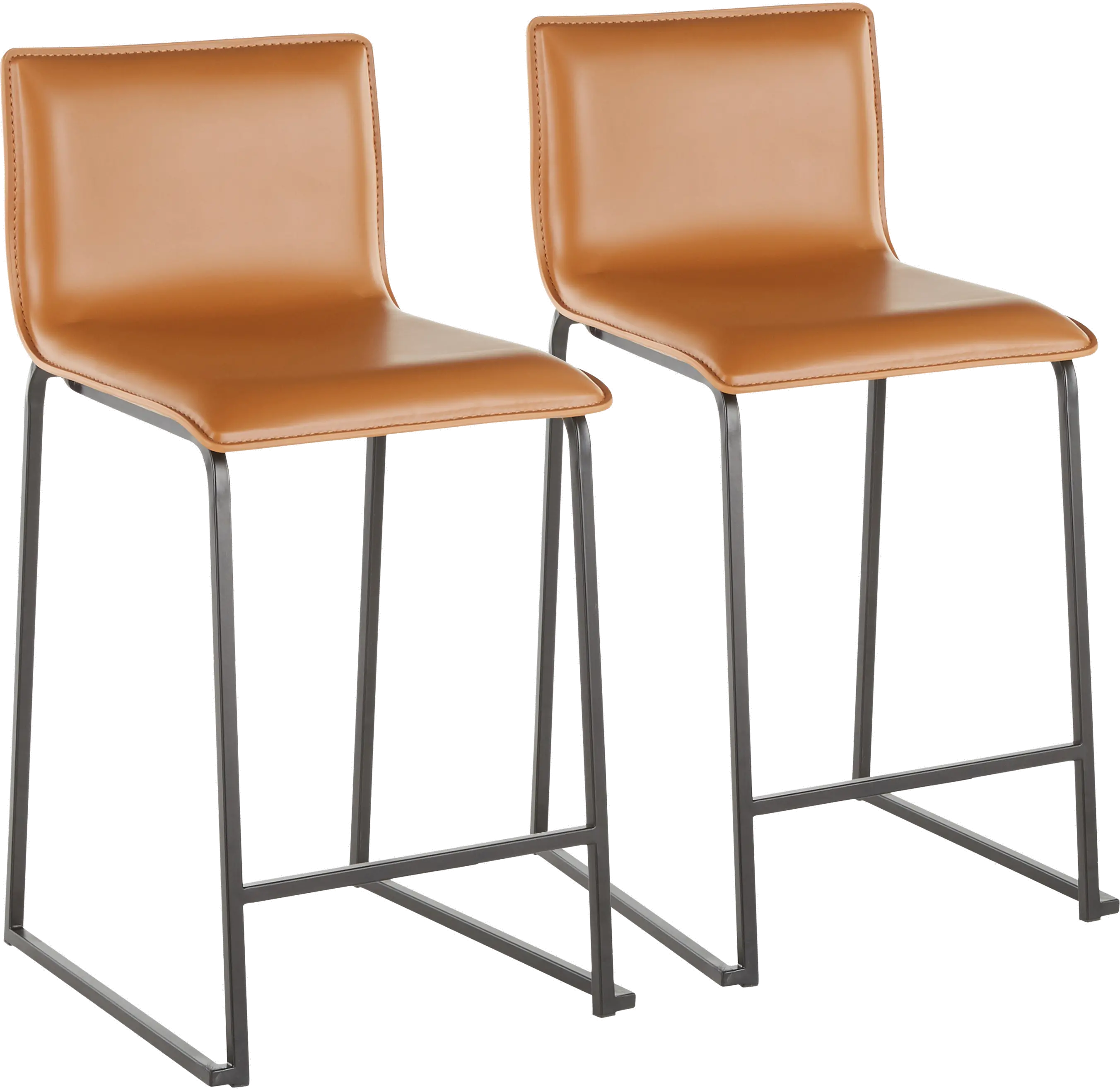 B26-MARAUP BKCAM2 Brown and Black Upholstered Counter Height Stool (Set of 2) - Mara-1