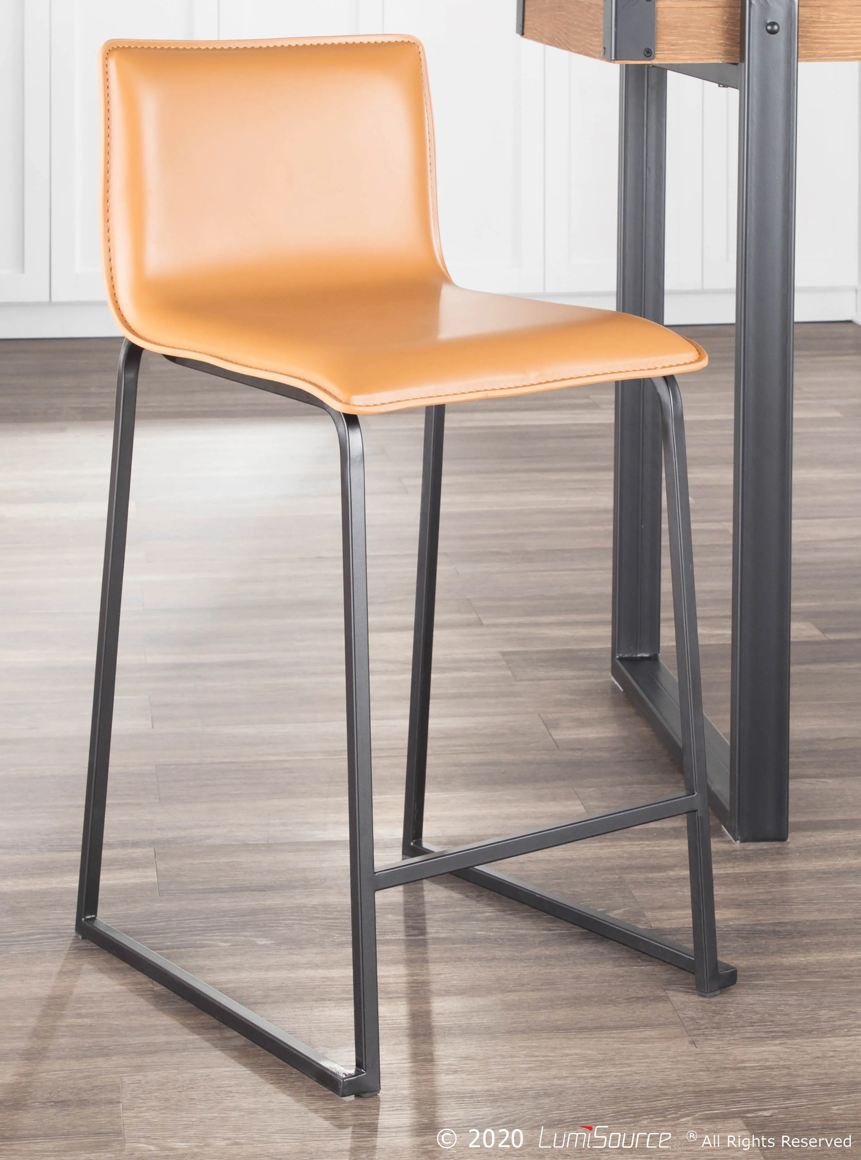 B26-MARAUP BKCAM2 Brown and Black Upholstered Counter Height Stool (Set of 2) - Mara-3