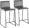 B26-MARAUP BKGY2 Gray and Black Upholstered Counter Height Stool (Set of 2) - Mara