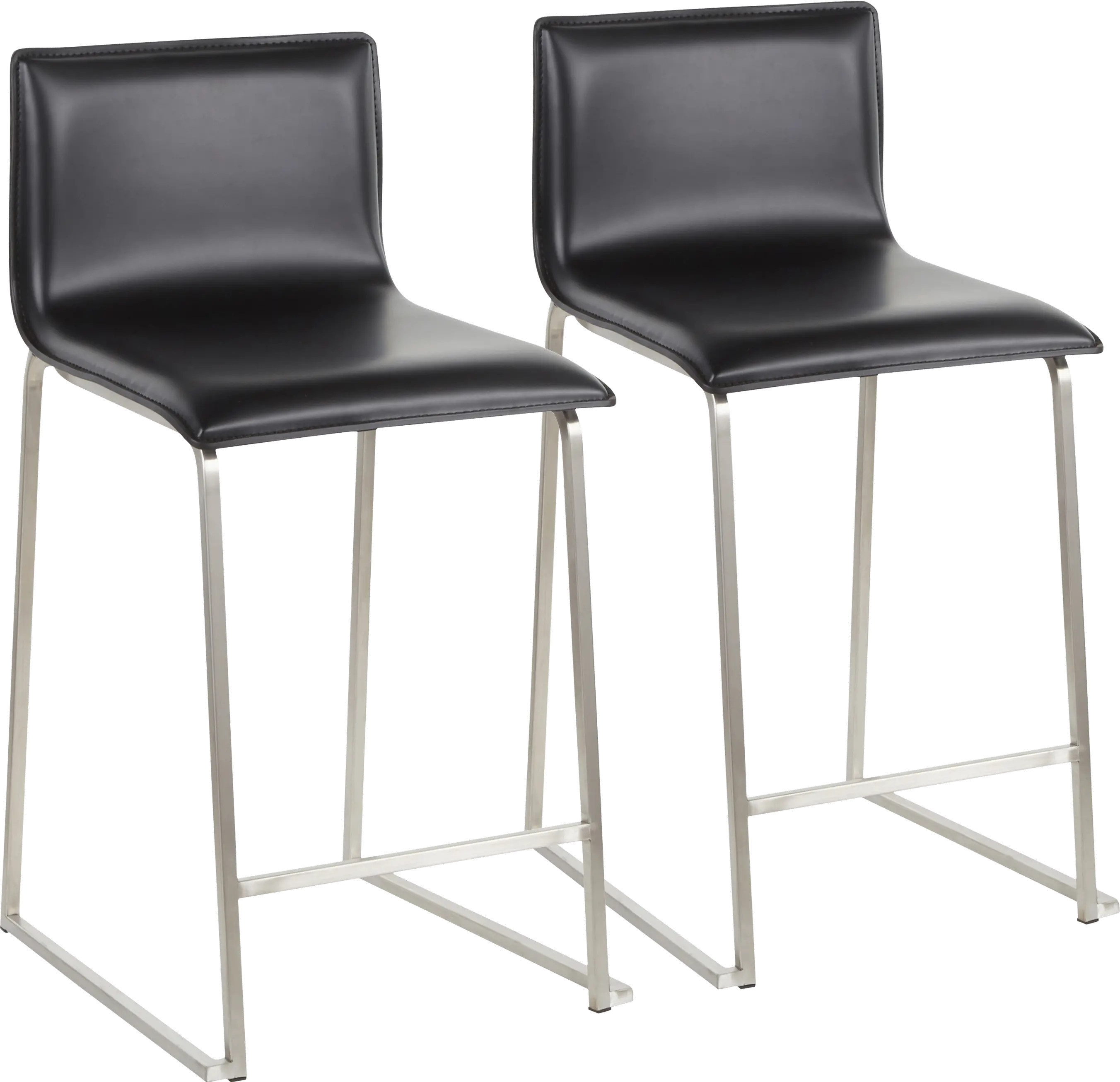 B26-MARAUP SSBK2 Black and Silver Upholstered Counter Height Stool (Set of 2) - Mara-1