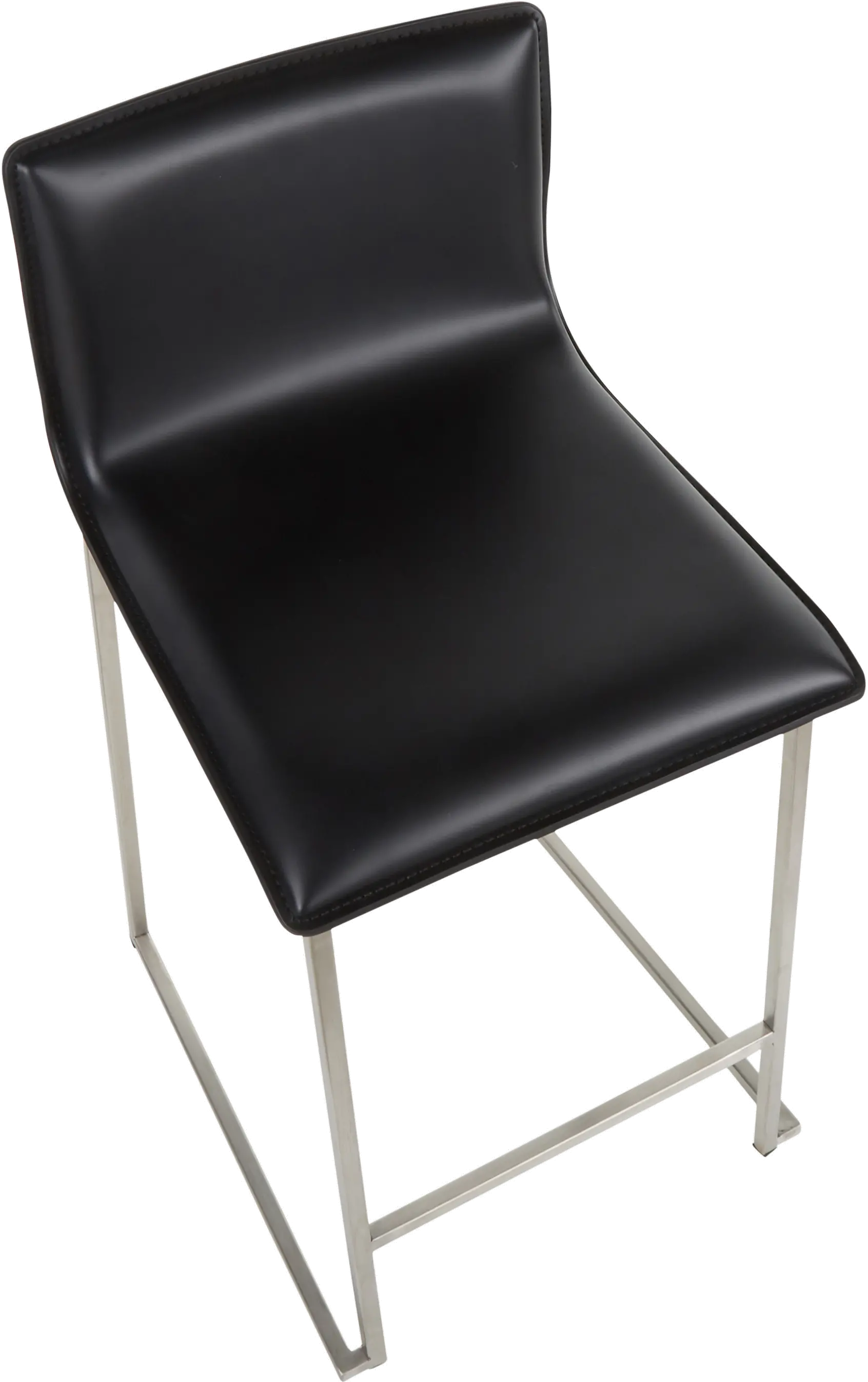 B26-MARAUP SSBK2 Black and Silver Upholstered Counter Height Stool (Set of 2) - Mara-6