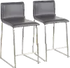 B26-MARAUP SSGY2 Gray and Silver Upholstered Counter Height Stool (Set of 2) - Mara