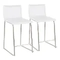 B26-MARAUP SSW2 White and Silver Upholstered Counter Height Stool (Set of 2) - Mara