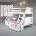 White Twin over Full Bunk Bed with Storage Drawers - Mission