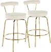 B26-RHONDA AUCR2 Contemporary Cream and Gold Swivel Counter Height Stool (Set of 2) - Rhonda