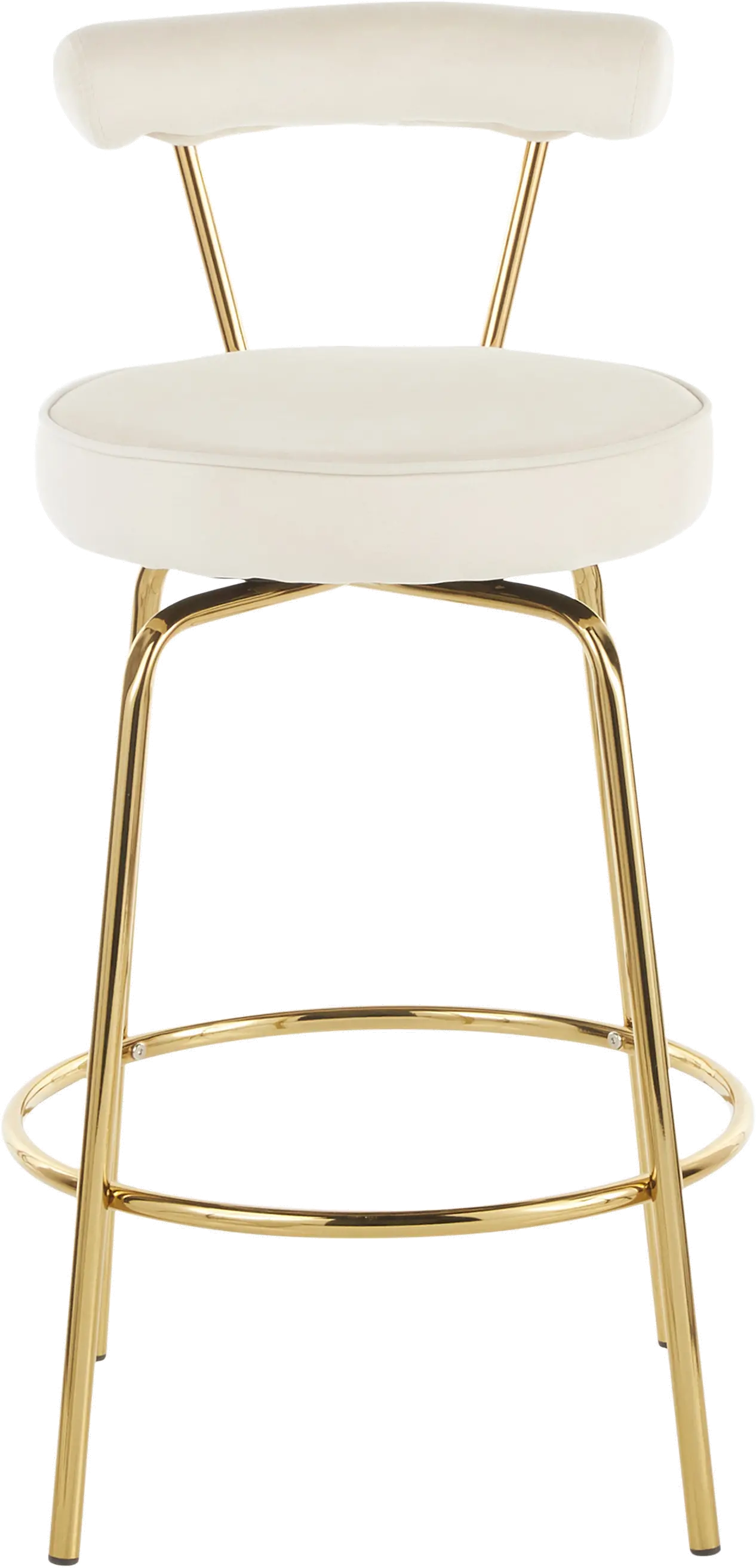 B26-RHONDA AUCR2 Contemporary Cream and Gold Swivel Counter Height Stool (Set of 2) - Rhonda-3