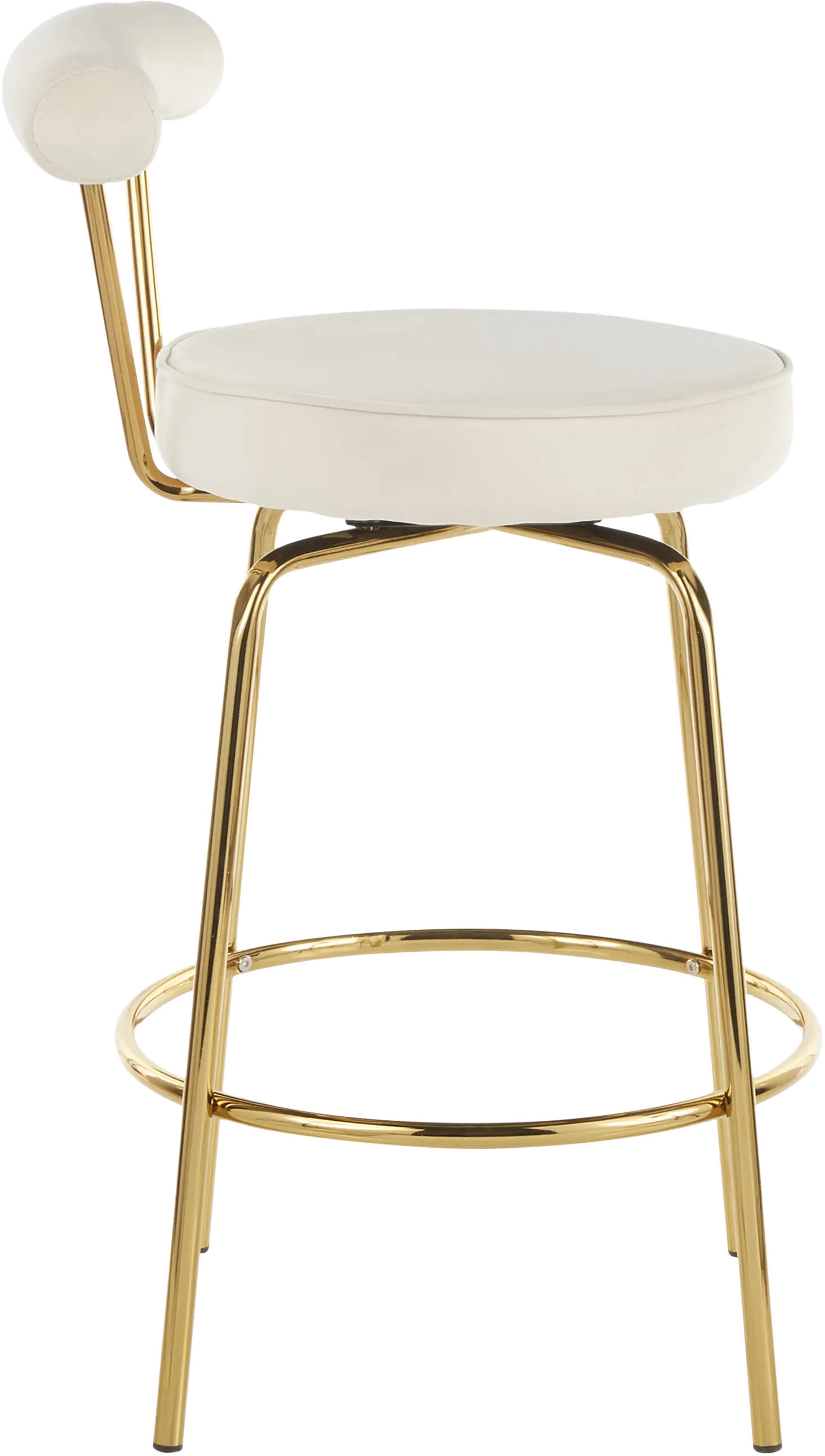 B26-RHONDA AUCR2 Contemporary Cream and Gold Swivel Counter Height Stool (Set of 2) - Rhonda-4