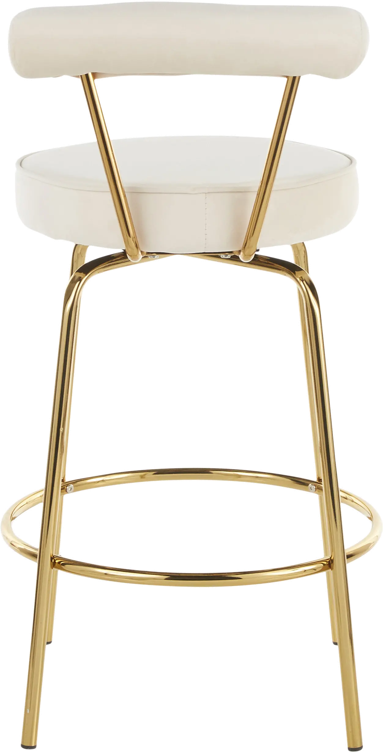 B26-RHONDA AUCR2 Contemporary Cream and Gold Swivel Counter Height Stool (Set of 2) - Rhonda-5