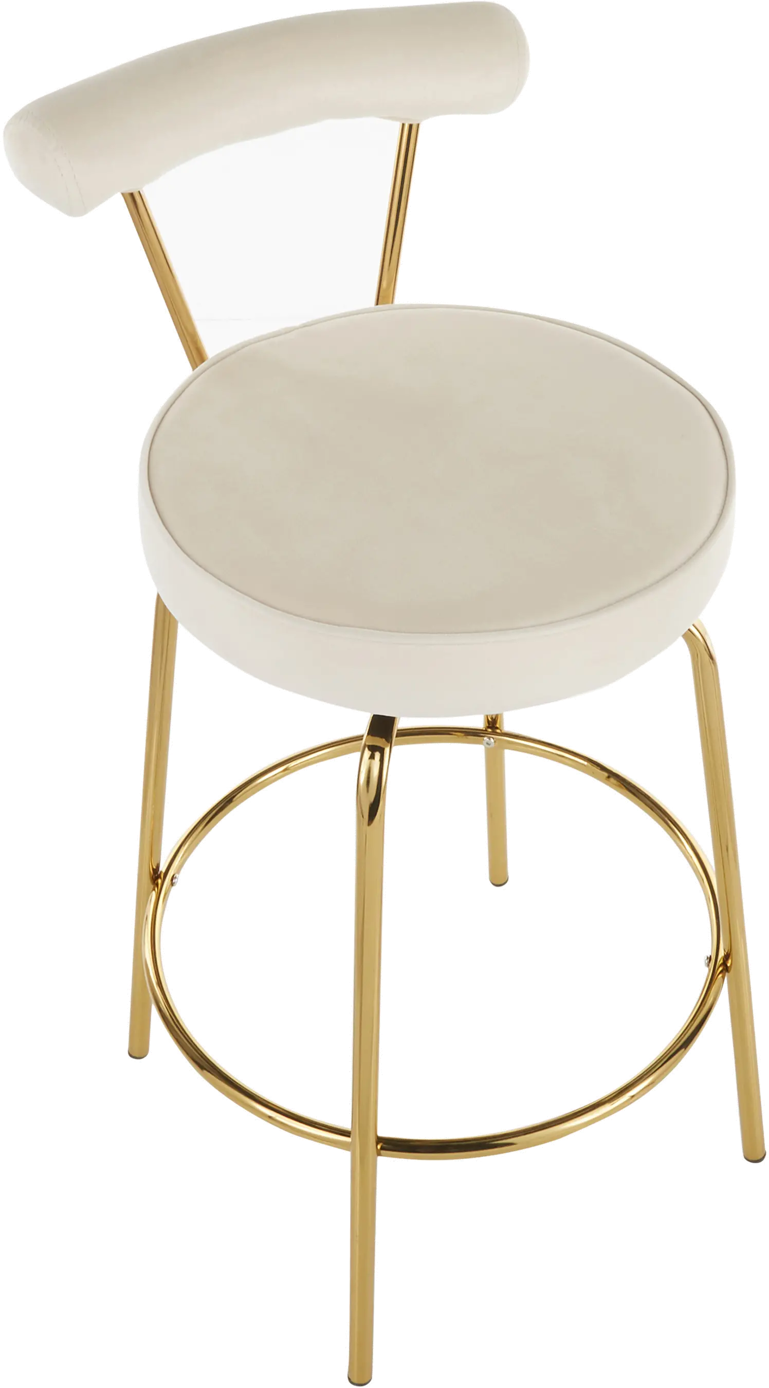 B26-RHONDA AUCR2 Contemporary Cream and Gold Swivel Counter Height Stool (Set of 2) - Rhonda-6