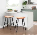B26-SADL BKCAM2 Mid Century 26 Inch Counter Height Stool (Set of 2) - Saddle