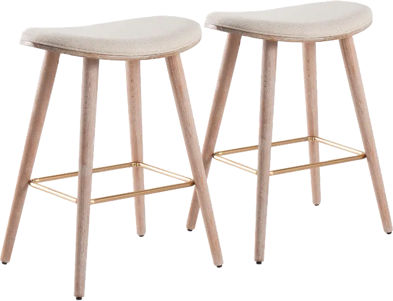 Mid Century 26 Inch Counter Height Stool (Set of 2) - Saddle