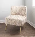 CHR-FRANSLP AU+LBN Contemporary Light Brown Slipper Chair with Gold Legs - Luna