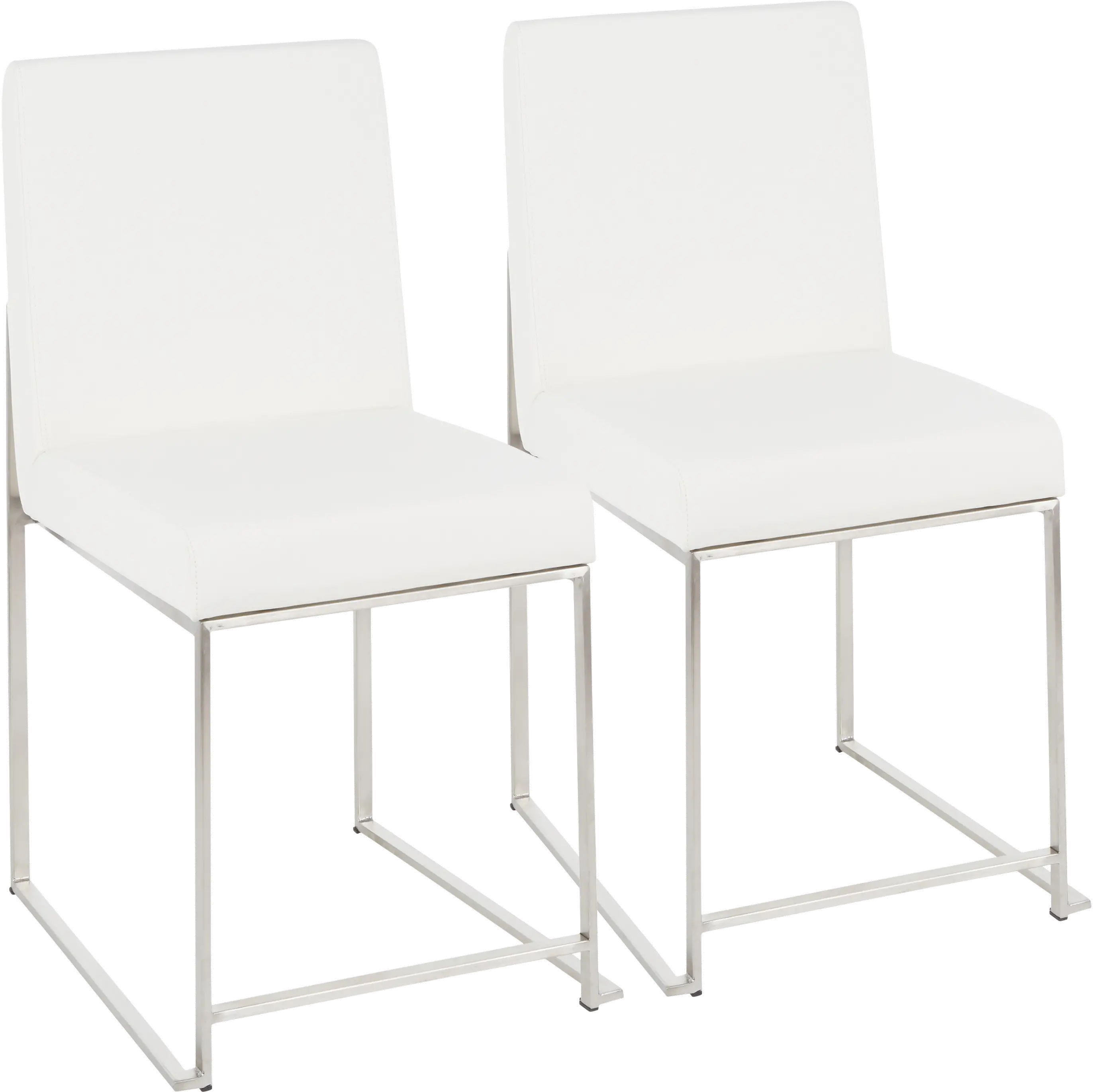 DC-HBFUJI SSW2 Fuji White and Silver Leather Dining Chairs, Set of 2-1