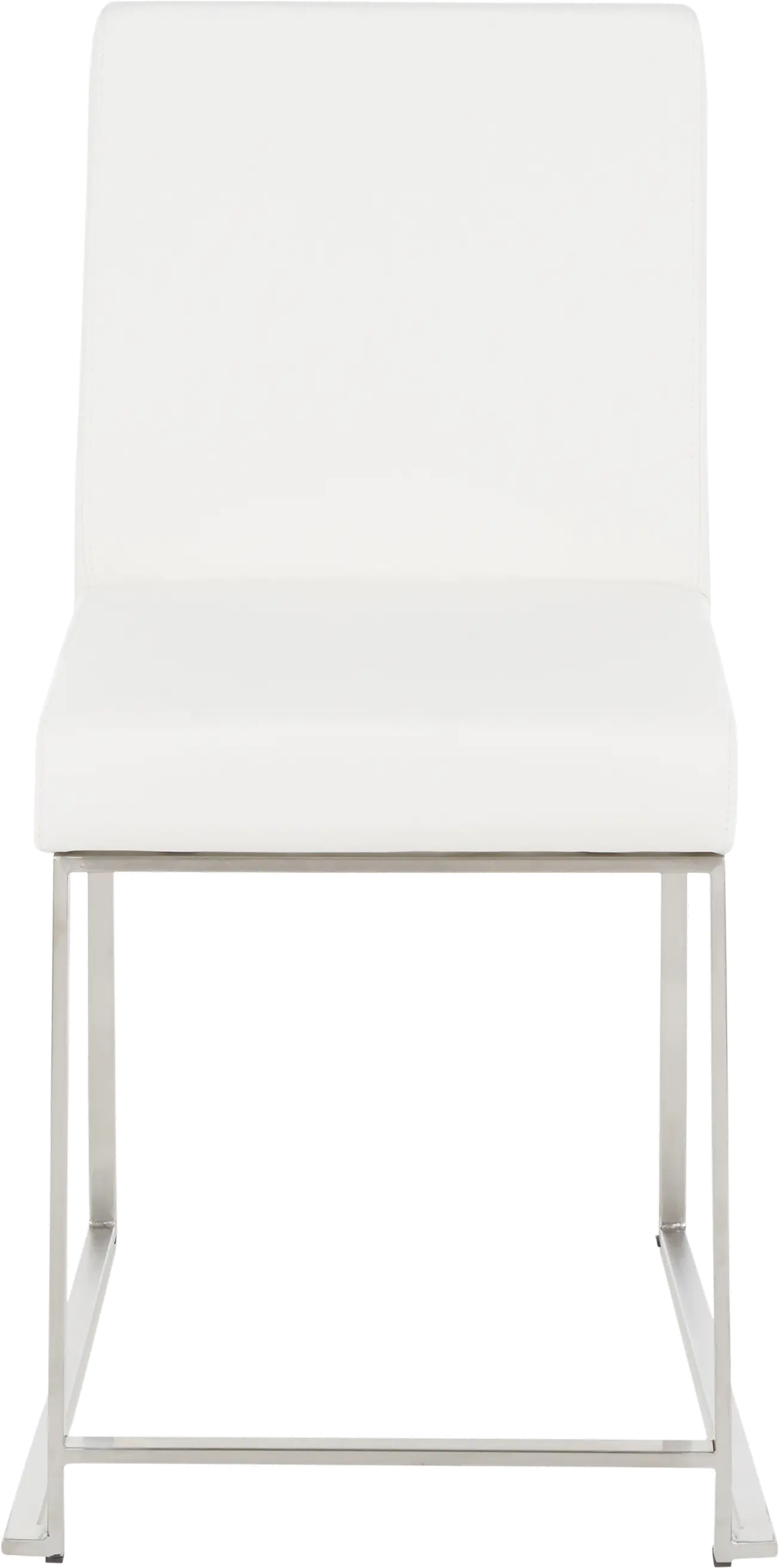 DC-HBFUJI SSW2 Fuji White and Silver Leather Dining Chairs, Set of 2-3