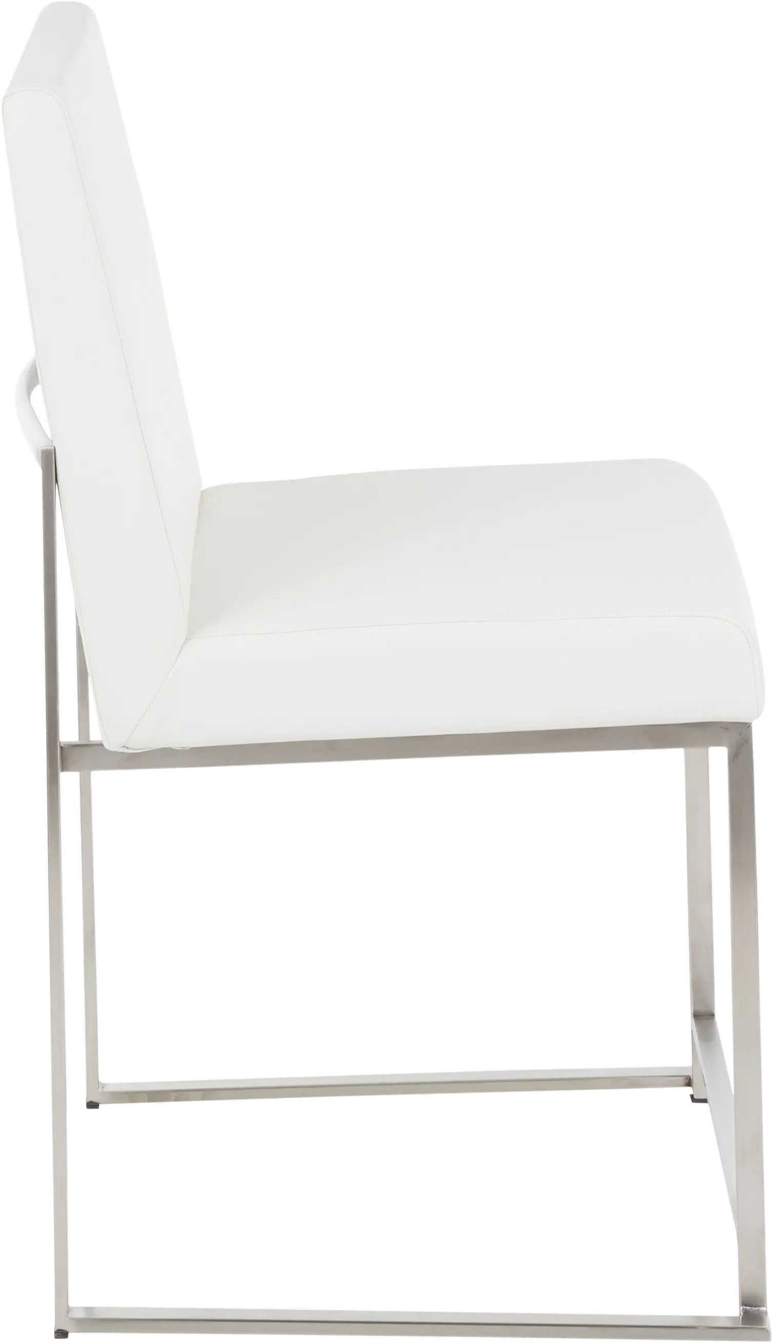 DC-HBFUJI SSW2 Fuji White and Silver Leather Dining Chairs, Set of 2-2