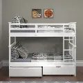 Mission White Full-over-Full Bunk Bed with Storage - Craftsman