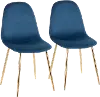 CH-PEBBLE AUVBU2 Contemporary Blue and Gold Dining Room Chair (Set of 2) - Pebble