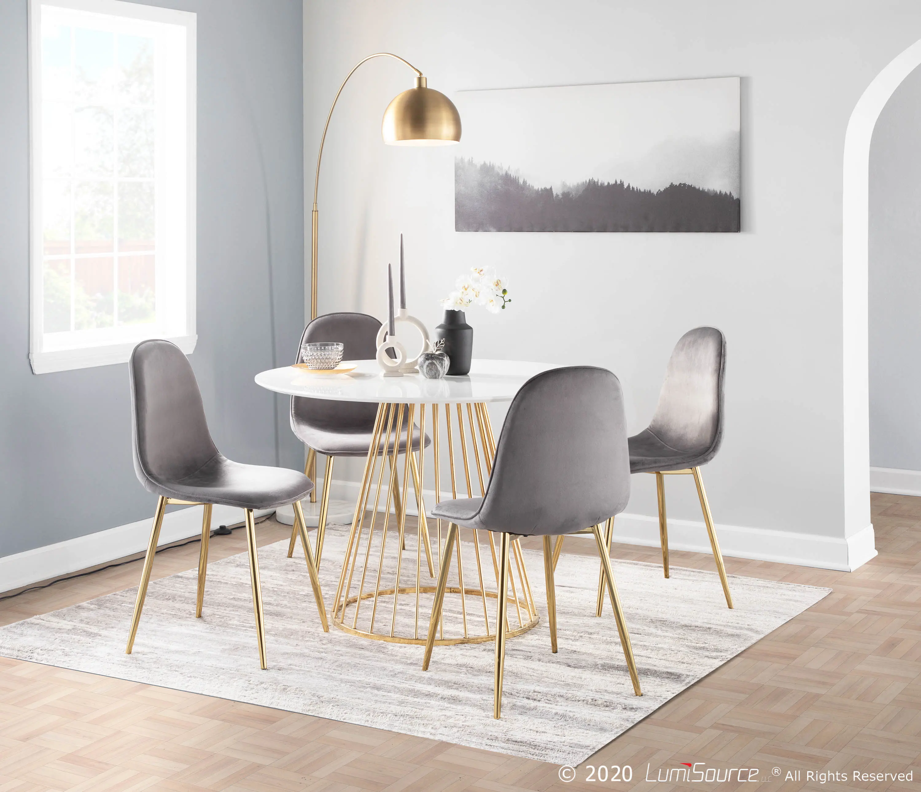 CH-PEBBLE AUVGY2 Contemporary Gray and Gold Dining Room Chair (Set of 2) - Pebble-7