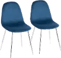 CH-PEBBLE SVVBU2 Contemporary Blue and Chrome Dining Room Chair (Set of 2) - Pebble