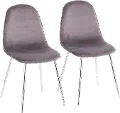 CH-PEBBLE SVVGY2 Contemporary Gray and Chrome Dining Room Chair (Set of 2) - Pebble