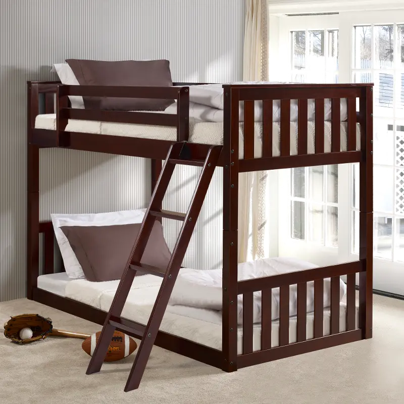 Cappuccino Brown Twin over Twin Floor Bunk Bed
