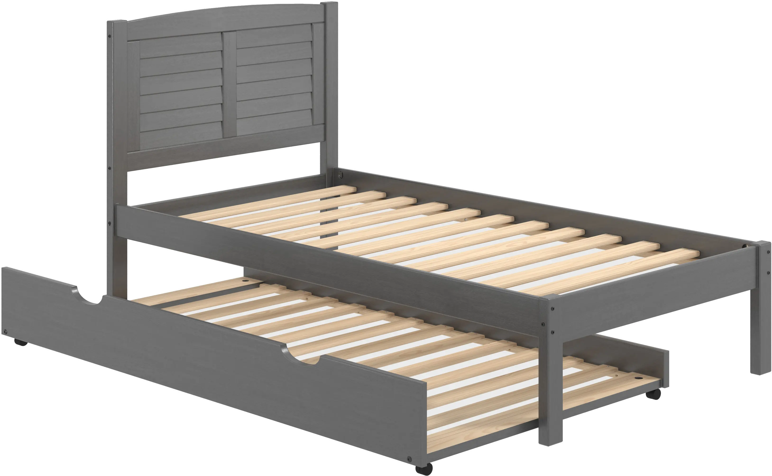 Antique Gray Twin Platform Bed - Louver-11