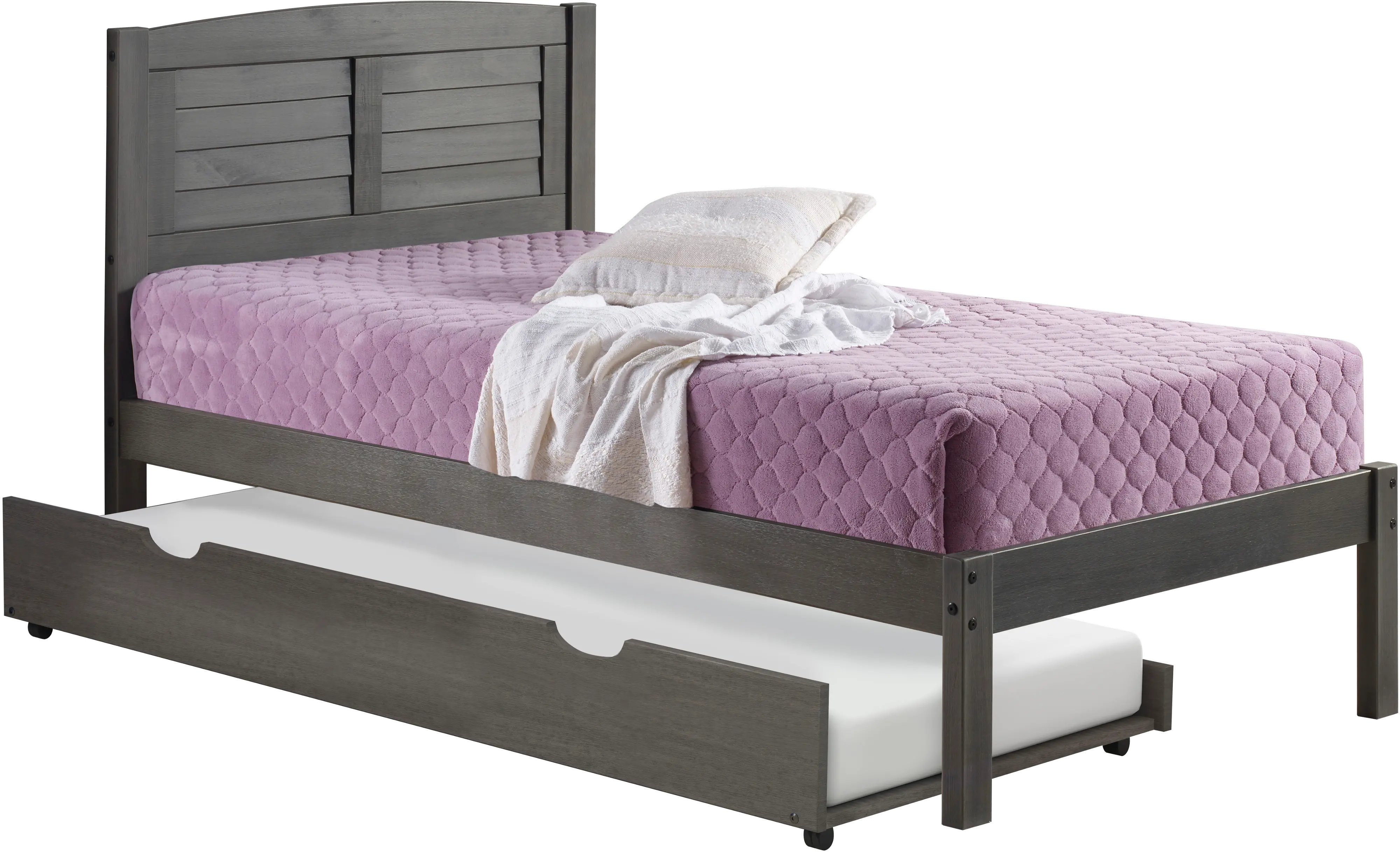 Antique Gray Twin Platform Bed - Louver-13