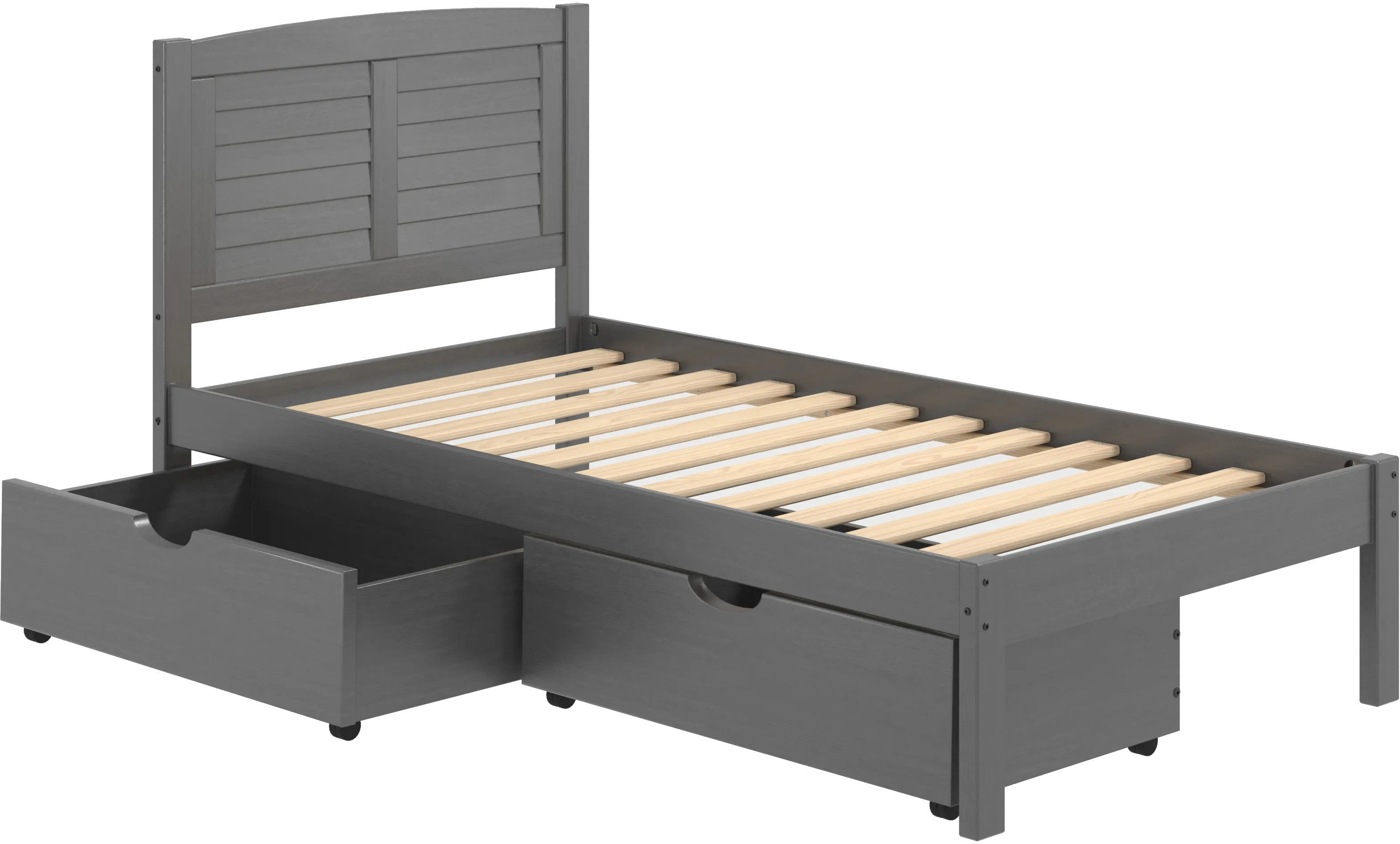 Antique Gray Twin Platform Bed - Louver-16