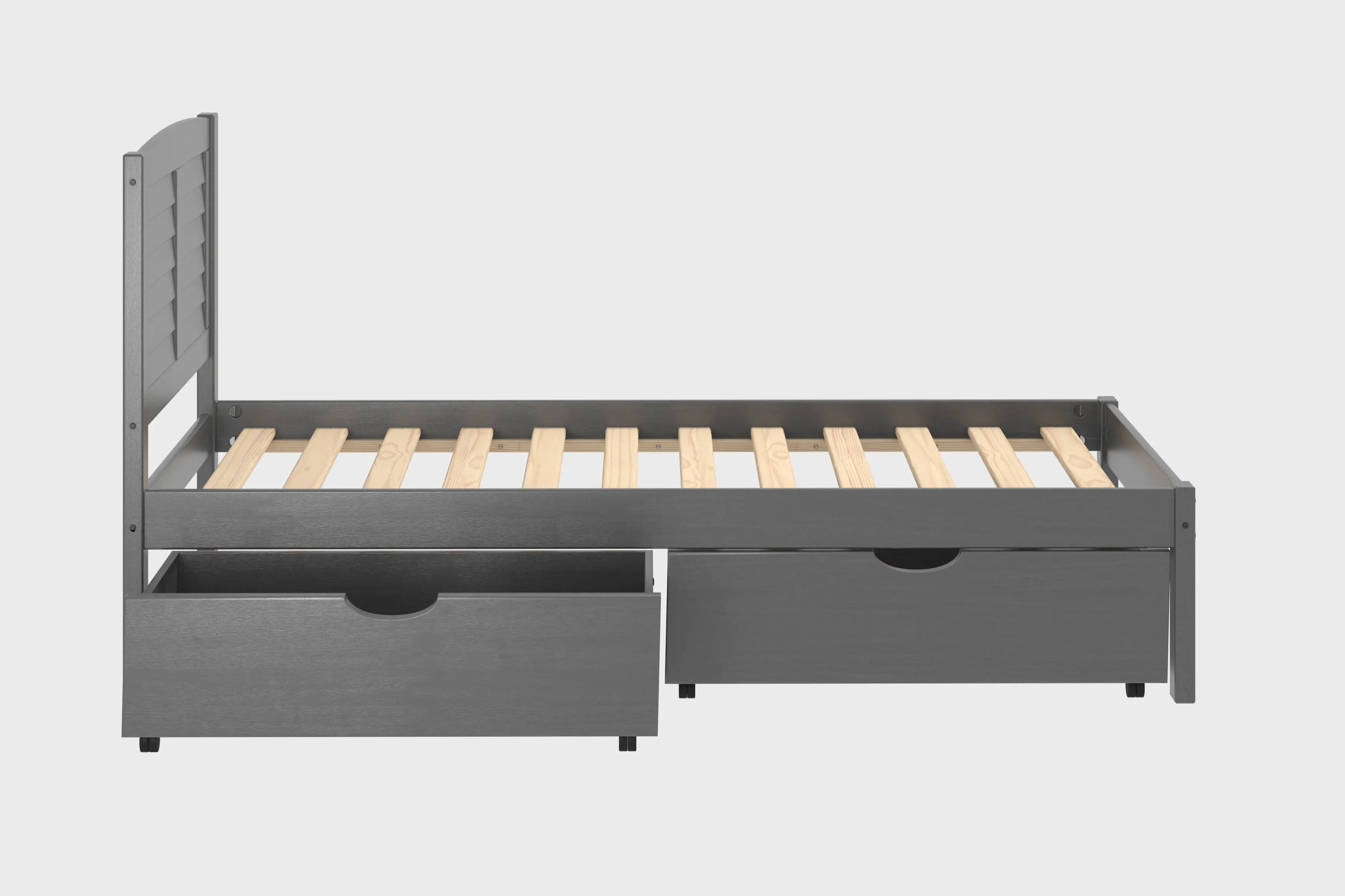 Antique Gray Twin Platform Bed - Louver-2