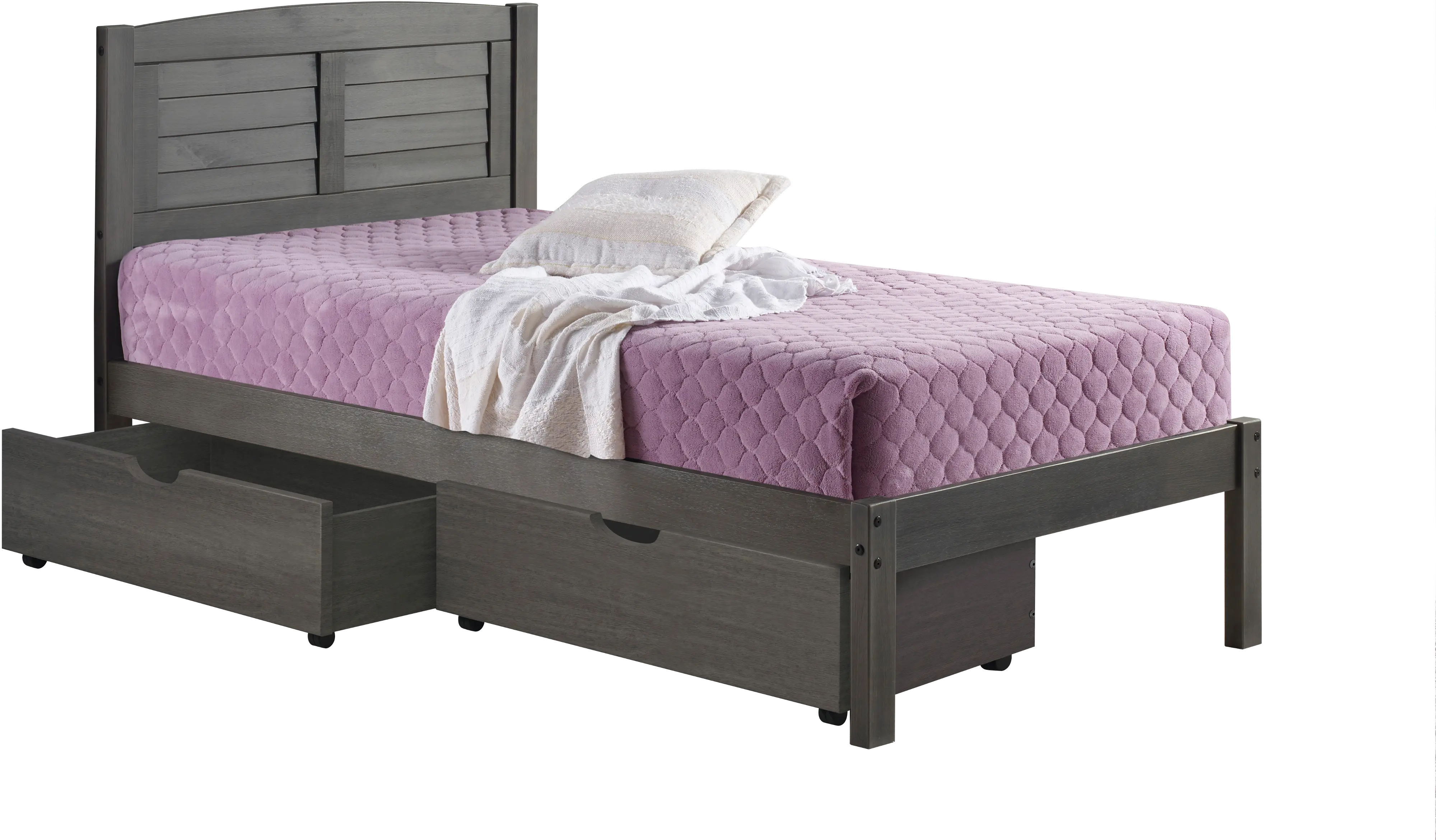 Antique Gray Twin Platform Bed - Louver-17