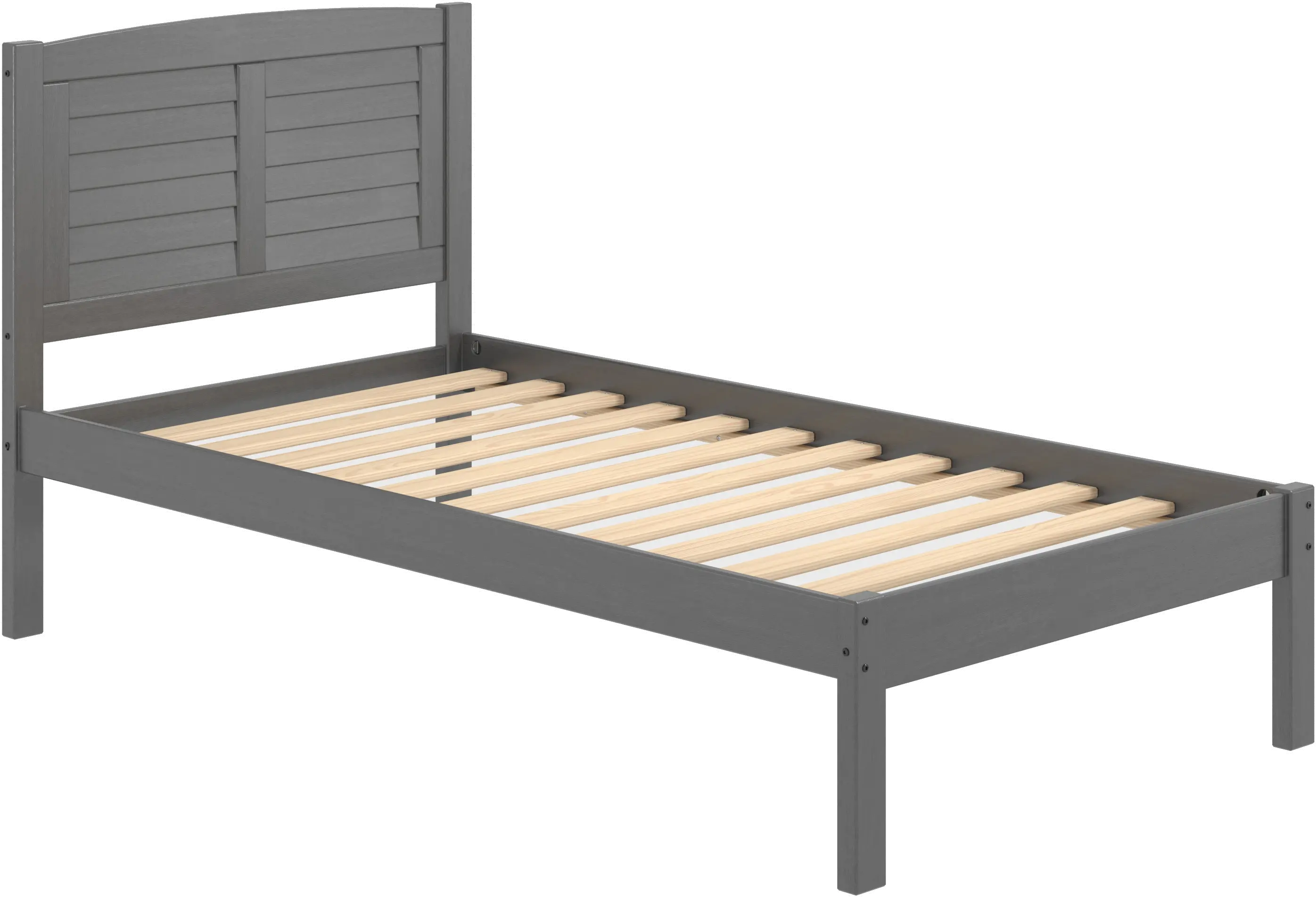 Antique Gray Twin Platform Bed - Louver-7