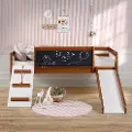 Contemporary Brown and White Twin Low Loft Bed - Junior