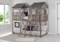 Rustic White Twin over Twin Bunk Bed - Tower
