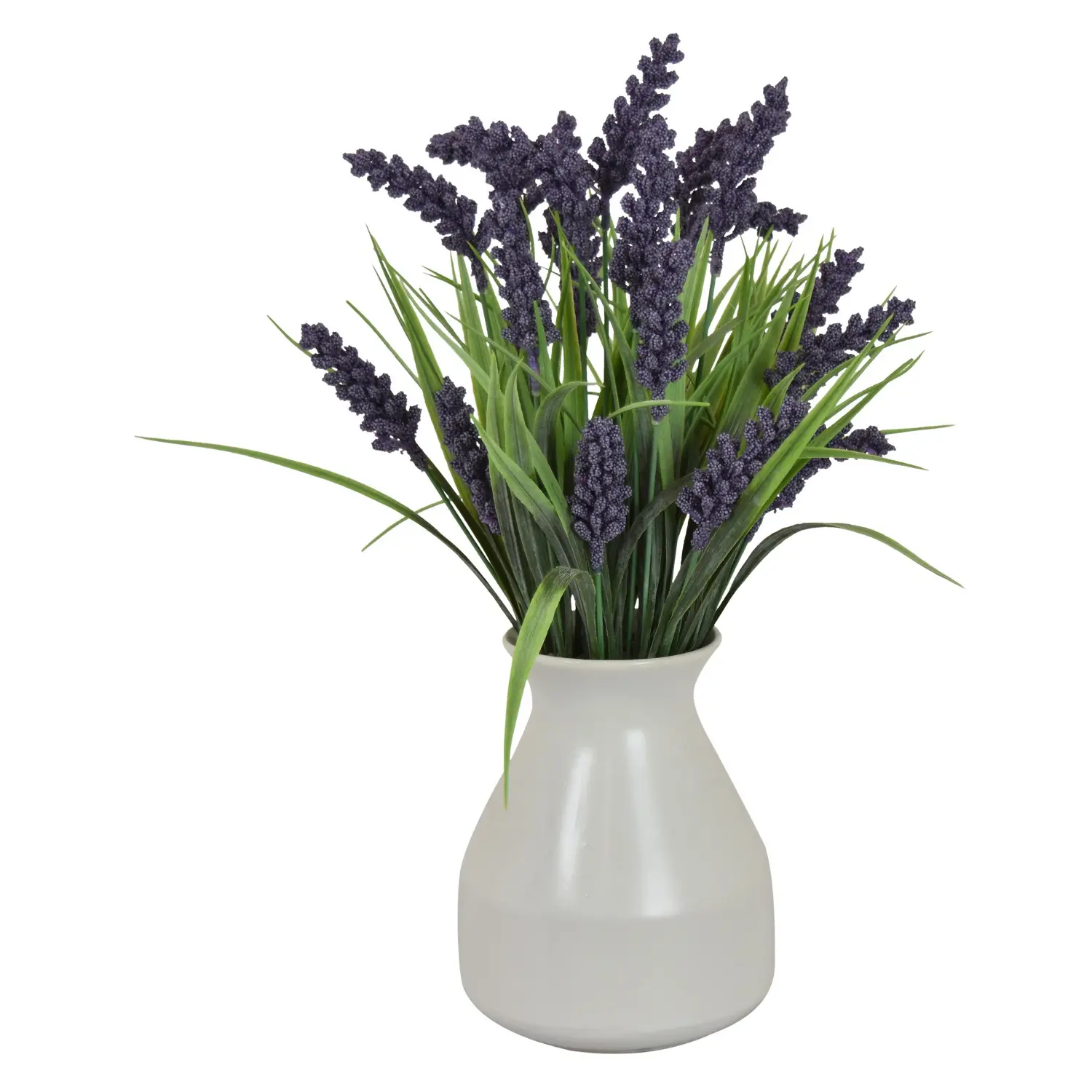 Artificial Green and Lavender Arrangement in Ceramic Container-1