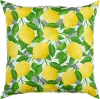 Yellow Lemon and Green Leaf Indoor-Outdoor Throw Pillow